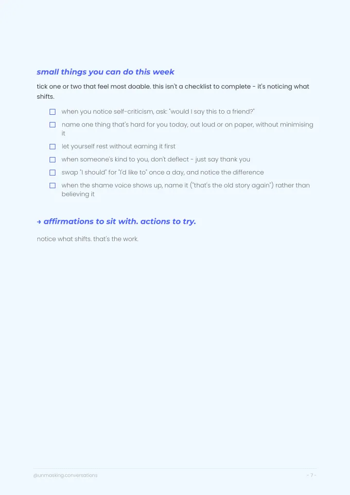 sample workbook page from reclaiming our identity with structured prompts and space to reflect