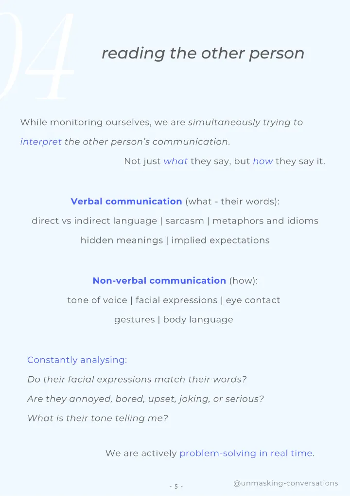 sample page from running on empty explaining part of the cognitive load of socialising